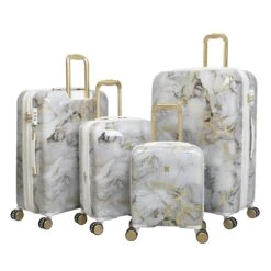 IT Luggage Sheen - 4pc Set (Gold Greyscale Marble) -Travel Gear Shop 32980 UK16 2269B08GoldgreyscalemarbleSSFrontpanelset2