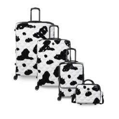 IT Luggage Indulging II - 4pc Set (Moo Cow Print) -Travel Gear Shop 33198 UK16 3039A08Moocowblack whiterepeatprintSSFrontpaneldirectlyset3 f175cbf0 c6dd 47d4 8841 529a1cee98ec