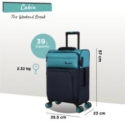 IT Luggage Duo-Tone - Cabin (Capri Breeze / Dress Blues) 17 IT Luggage Duo-Tone - Cabin (Capri Breeze / Dress Blues) -Travel Gear Shop Duo Tone Cabin Capri dims weights