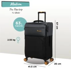 Duo-Tone - Medium (Pewter & Black) -Travel Gear Shop Duo Tone Med Black dims weights