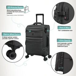 IT Luggage Precursor - Cabin (Charcoal) -Travel Gear Shop Precursor Cabin Charcoal Infographic