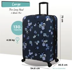 IT Luggage Sheen - 2pc Set (Pansies Floral Blue Depths) -Travel Gear Shop Sheen Pansies Large dims weights