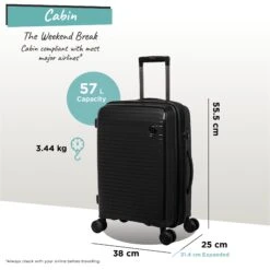 IT Luggage Spontaneous - Cabin (Black) 23 IT Luggage Spontaneous - Cabin (Black) -Travel Gear Shop Spontaneous Cabin blk dims weights