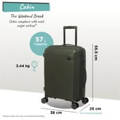 IT Luggage Spontaneous - Cabin (Olive Night) -Travel Gear Shop Spontaneous Cabin olive dims weights