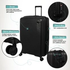 IT Luggage Spontaneous - 3pc Set (Black) -Travel Gear Shop Spontaneous Large Blk Infographic