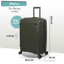 IT Luggage Spontaneous - Medium Plus (Olive Night) -Travel Gear Shop Spontaneous Med olive dims weights