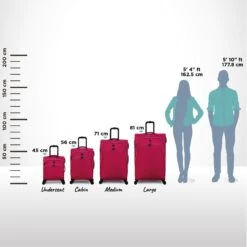 IT Luggage Trinary - 4pc Set (Viva Magenta) -Travel Gear Shop Trinary Relative Size Viva Magenta
